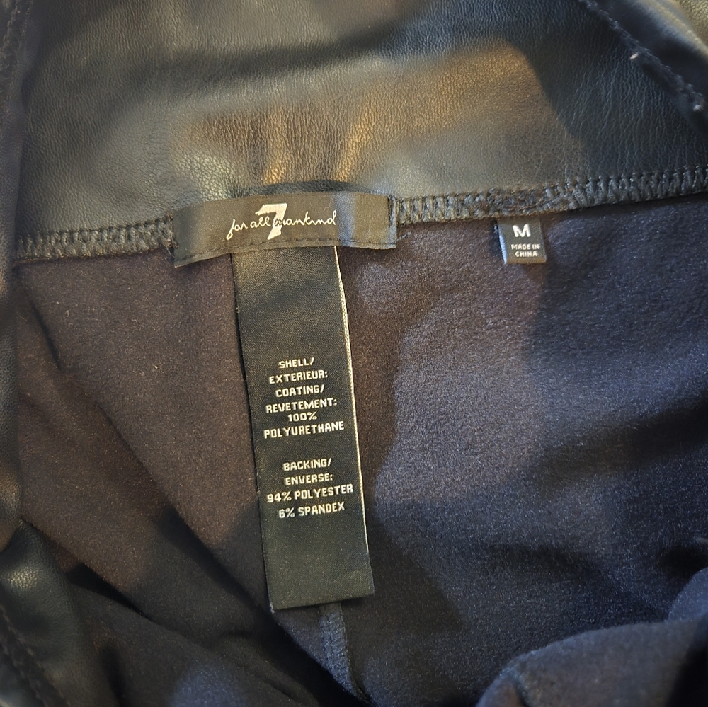 7 For All Mankind Medium Black Faux Leather High Waist Versatile Ankle Leggings - Picture 4 of 8